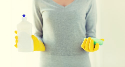 Local carpet care service preparing equipment for a cleaning job