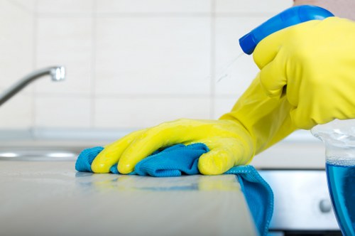 Lea Bridge Carpet Cleaners staff working safely on a carpet cleaning job